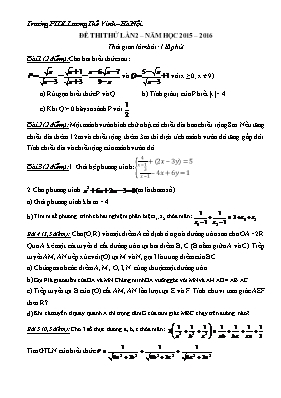 Đề thi thử lần 2  Năm học 2015  2016